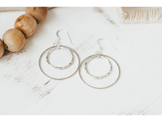 Double Hoop Silver Earrings, Light and Airy earring,