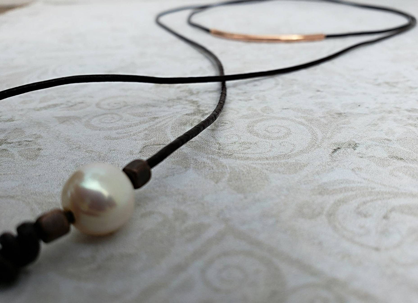 Pearl leather wrap necklace or bracelet, Coastal Grandmother Bohemian Lariat jewelry