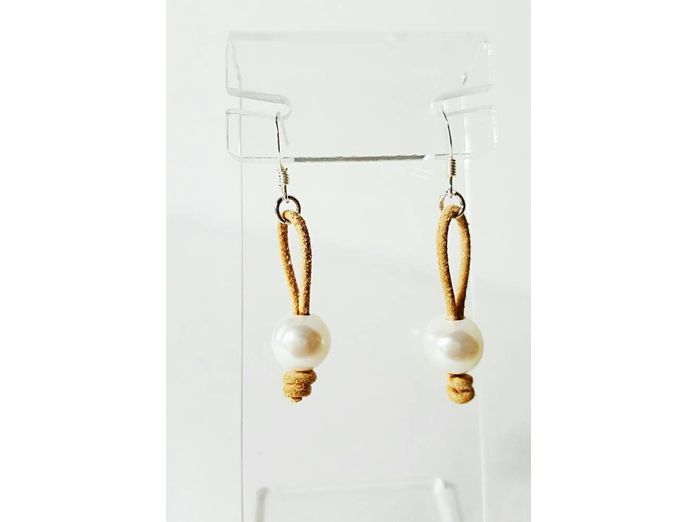 Pearl Leather Earrings, Casual Boho Chic earrings
