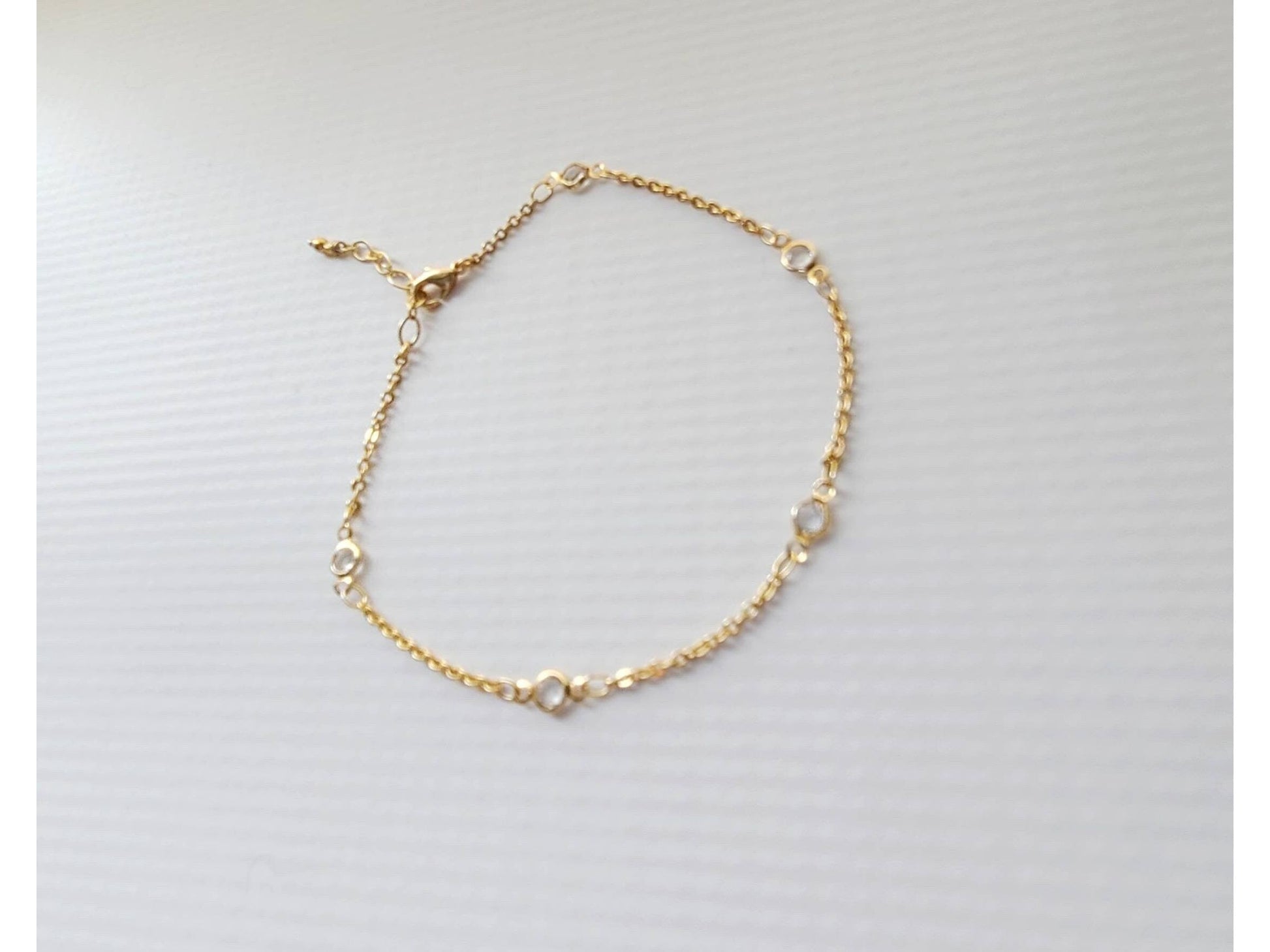 Crystal stations Gold adjustable Anklet, 9 inches with 2 inches extender