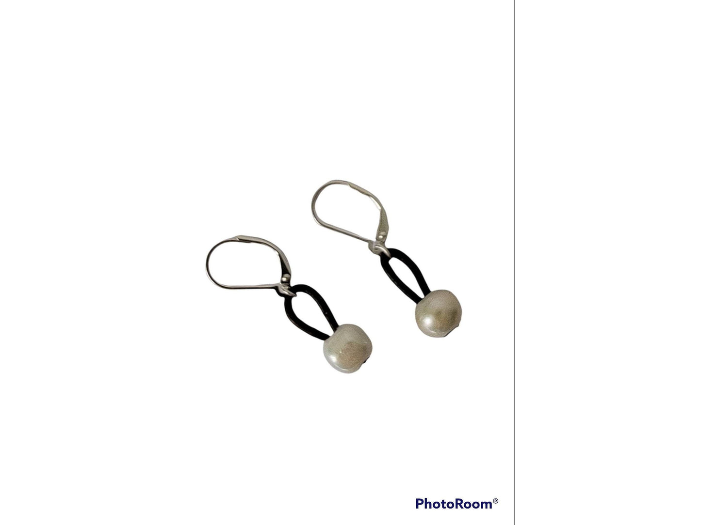 Leather pearl earring, 3rd anniversary gift for woman