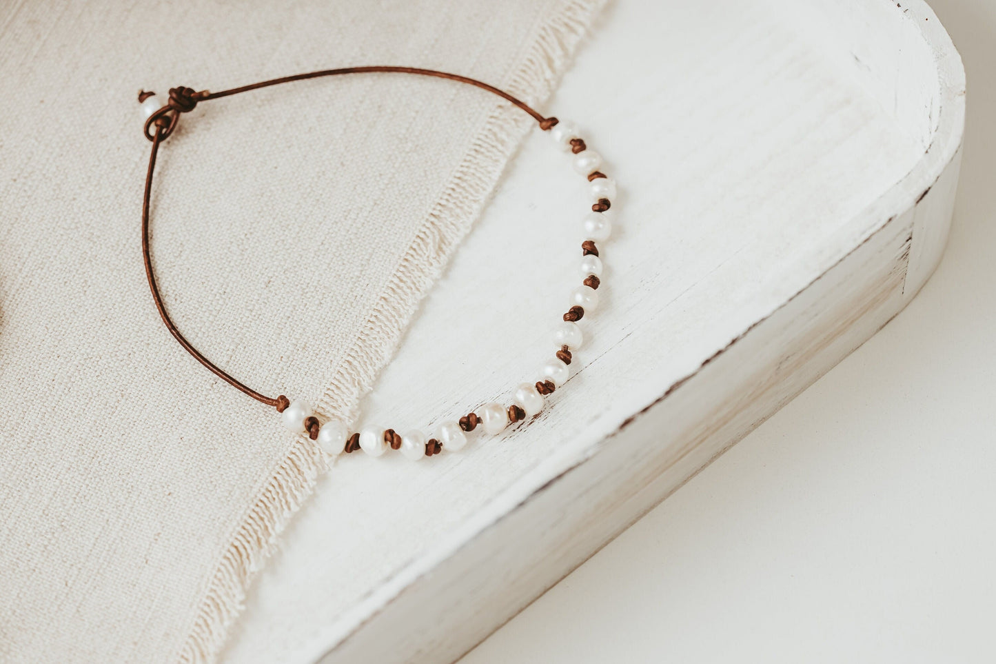 Mother's day gift to represent each child, Pearl Leather Necklace, 3rd Anniversary gift of leather, June Birthstone, add a pearl necklace