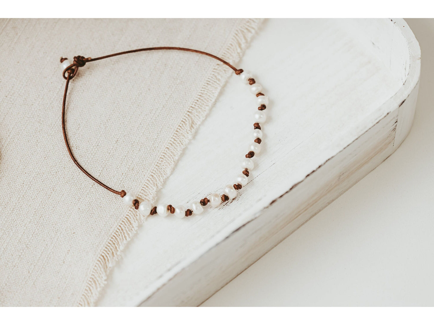 Mother's day gift to represent each child, Pearl Leather Necklace, 3rd Anniversary gift of leather, June Birthstone, add a pearl necklace