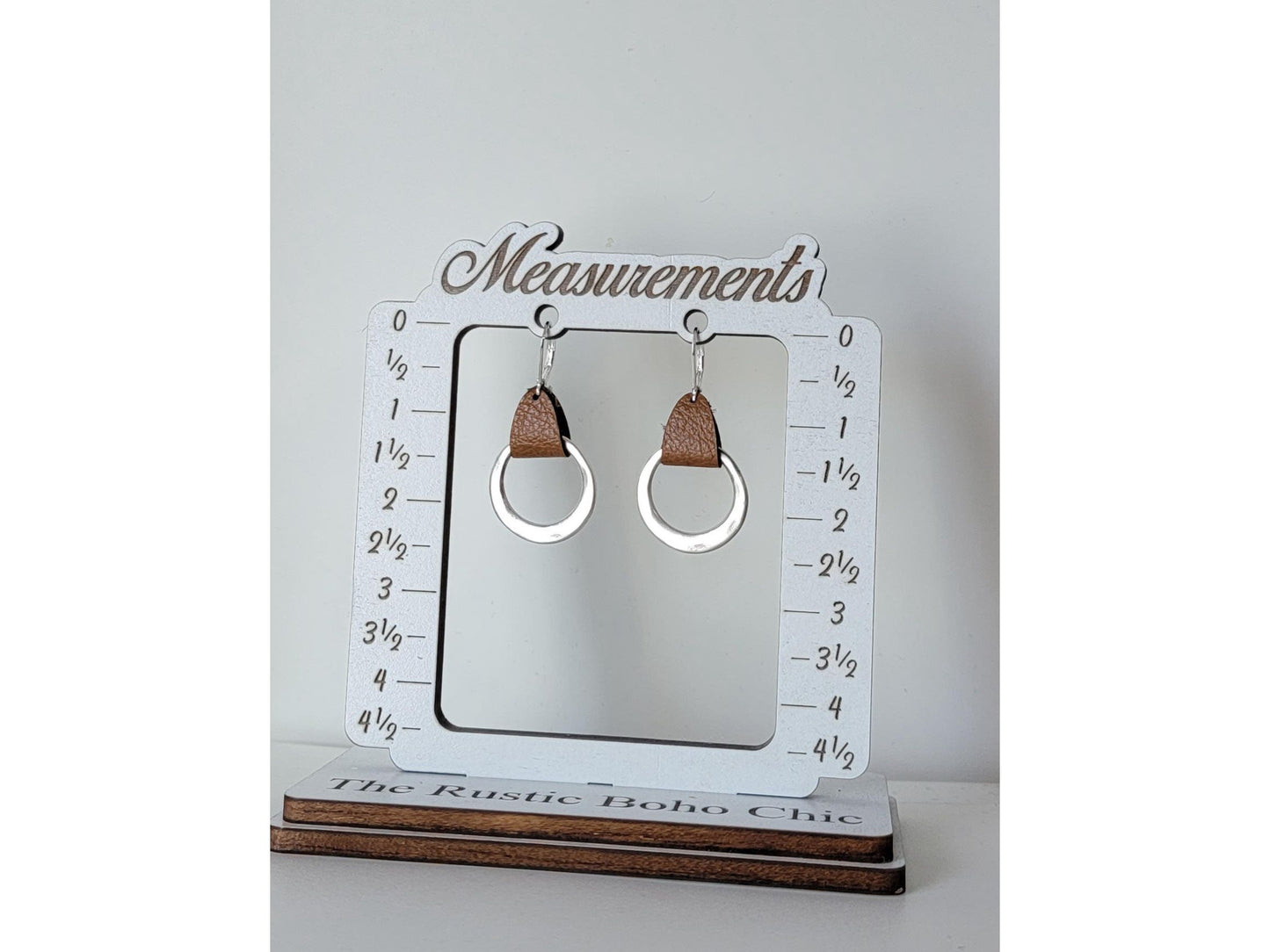 Leather hammered metal Hoop Earrings