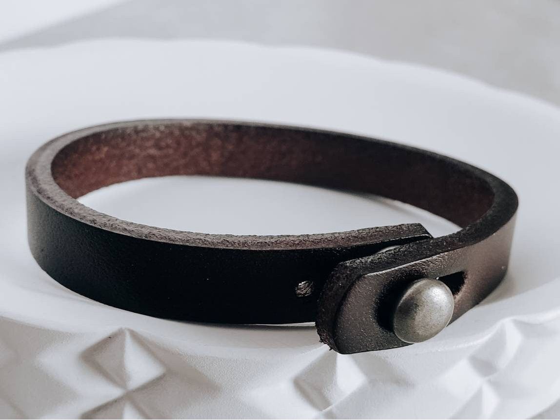 Leather Cuff Bracelet, Unisex Adjustable Men's or Women's Leather Bracelet,