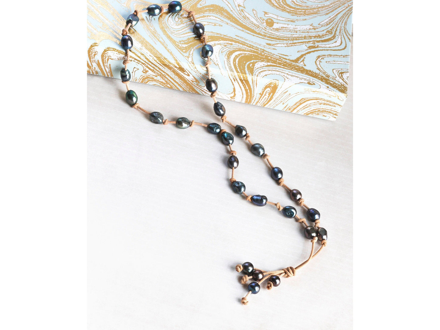 Baroque Pearl Leather Necklace, 3rd Anniversary Gift for Wife, Pearl Statement necklace