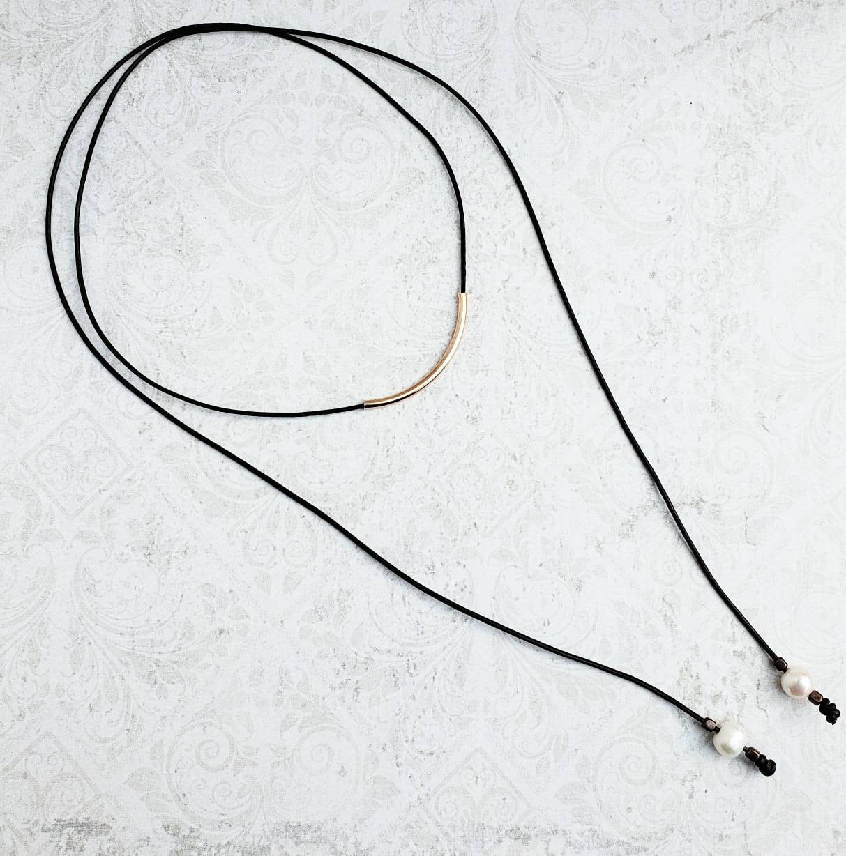 Pearl leather wrap necklace or bracelet, Coastal Grandmother Bohemian Lariat jewelry