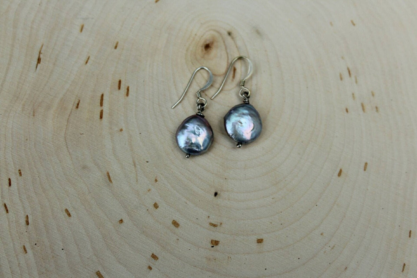 Coin shaped pearl earrings, Mothers day present from son