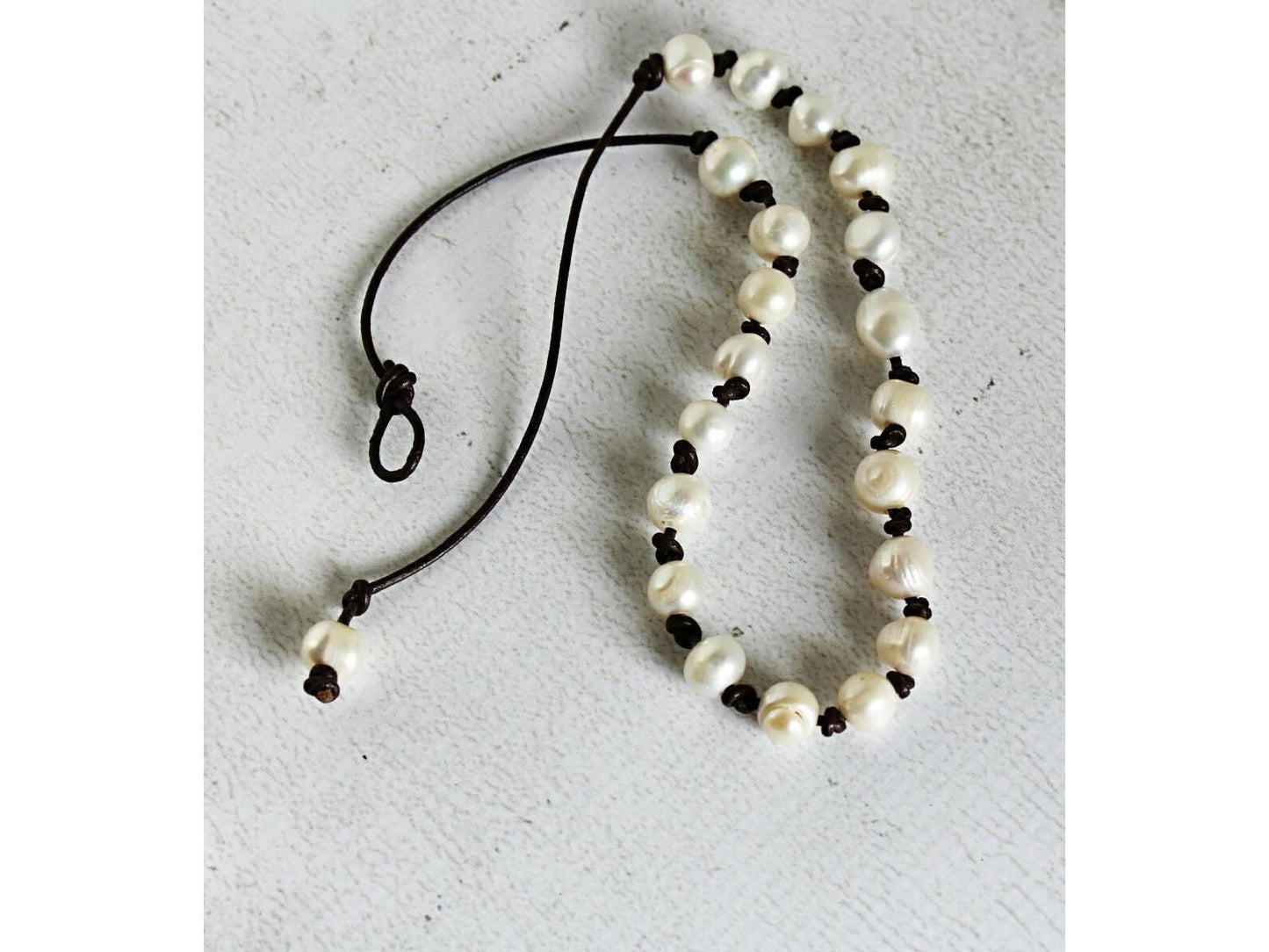 Pearl leather necklace / 3rd third Anniversary leather - June Pearl Graduation Gift,