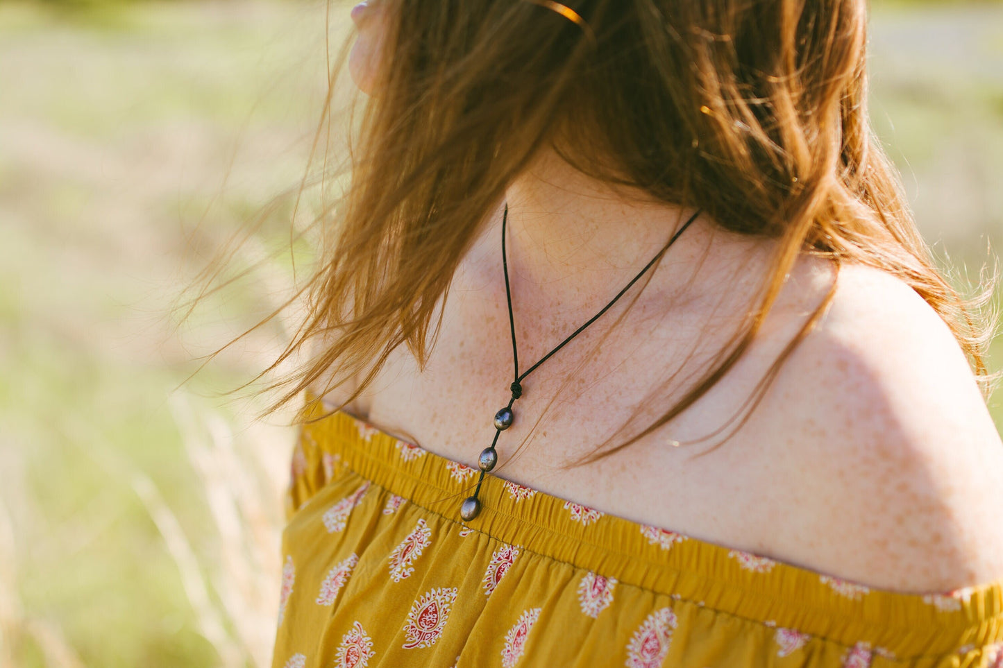Leather Pearl lariat Y necklace, 3rd Anniversary gift for wife, June Birthstone jewelry