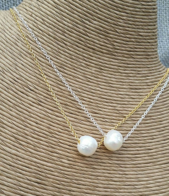 Single Pearl Necklace, Simple Mother's day gift for mom