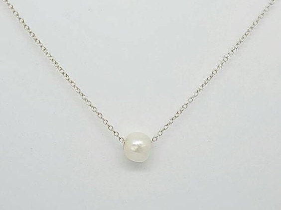 Single Pearl Necklace, Simple Mother&#39;s day gift for mom