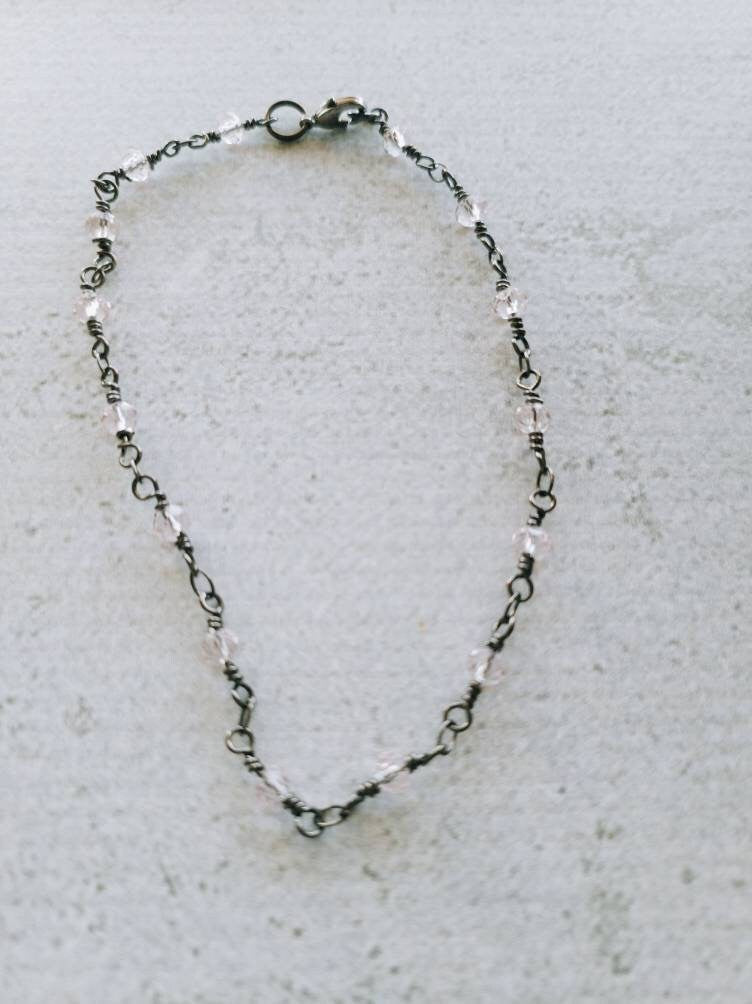 Gemstone Station Anklet, Stacking Ankle Bracelet,