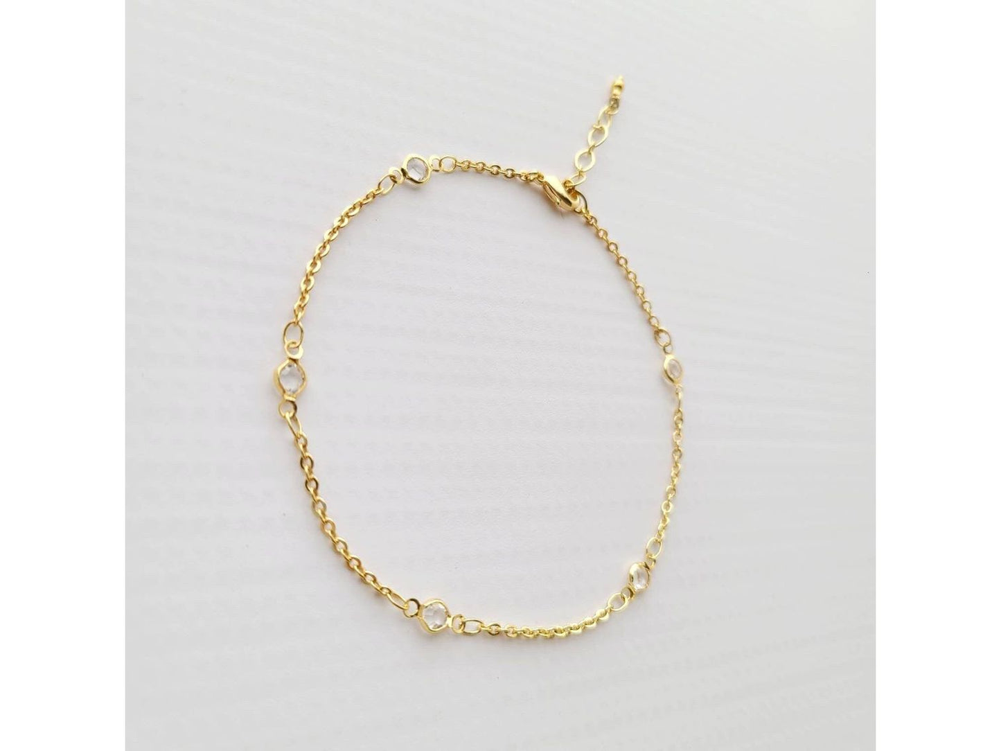 Crystal stations Gold adjustable Anklet, 9 inches with 2 inches extender