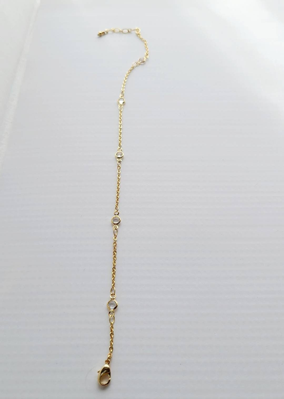 Crystal stations Gold adjustable Anklet, 9 inches with 2 inches extender