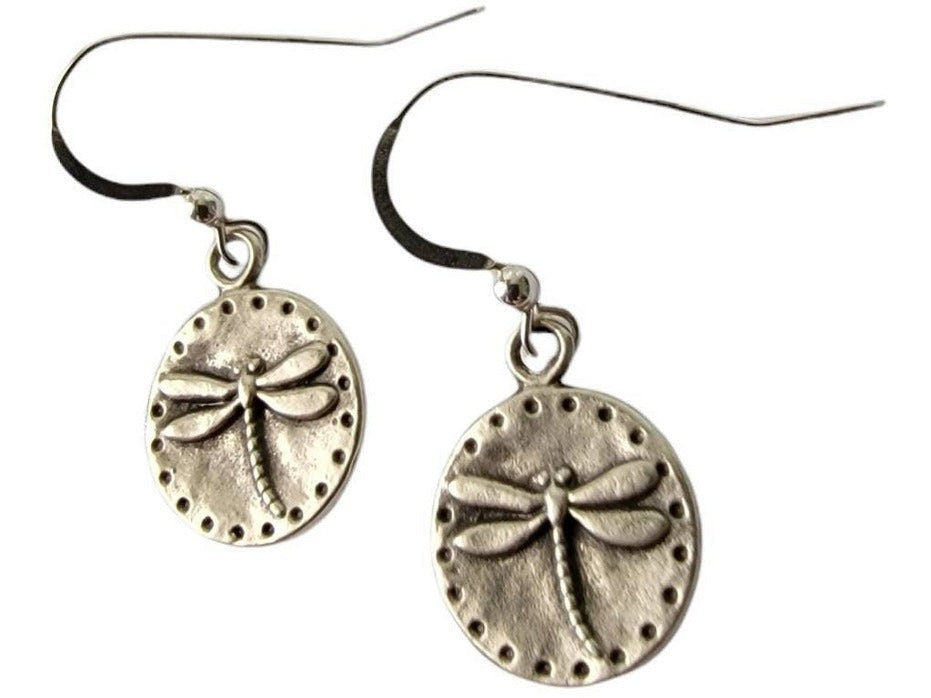 Dragonfly earrings, silver dragon flies