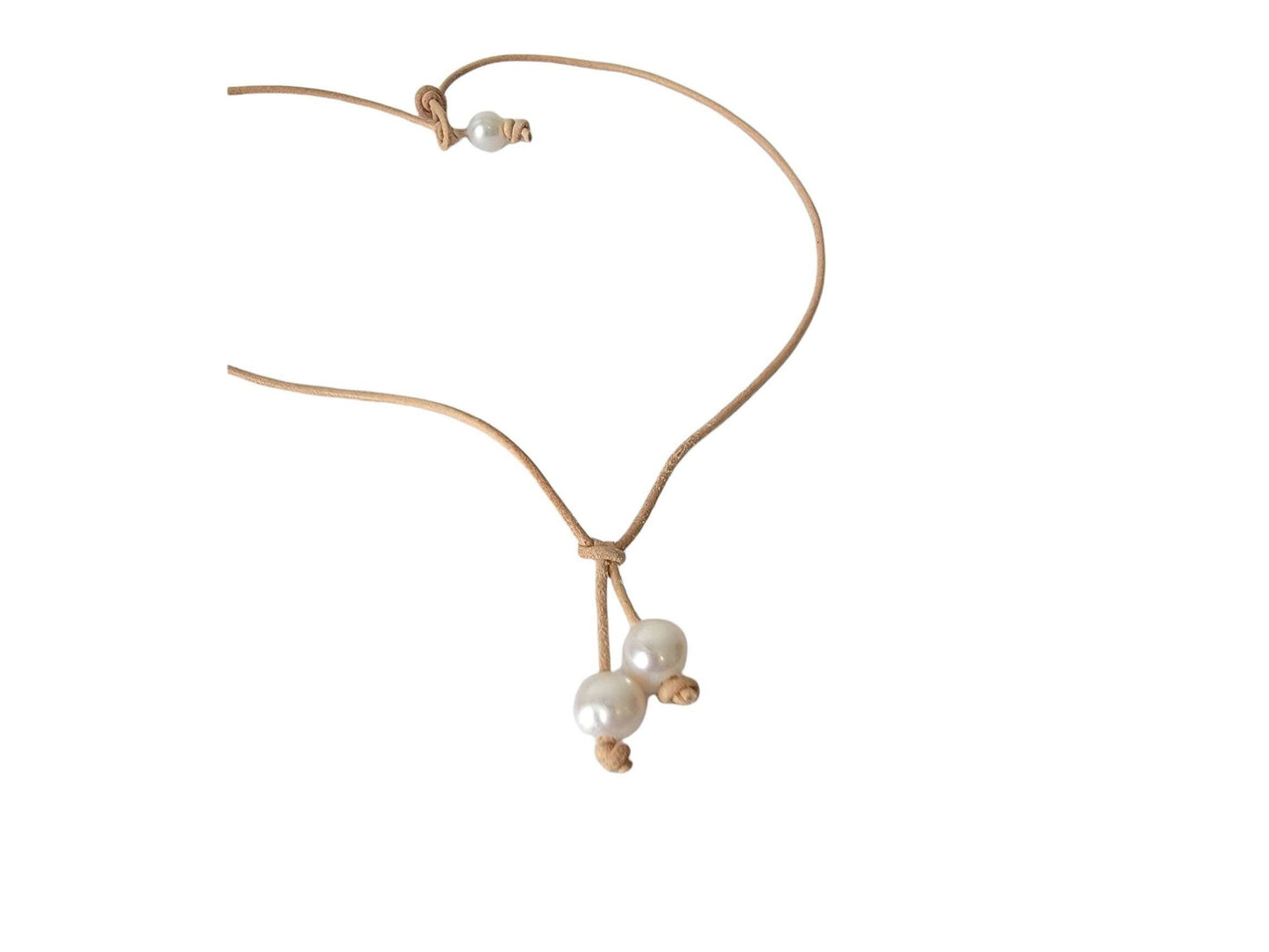 Leather pearl drop necklace, Summer Beach jewelry, 3rd anniversary gift for wife girlfriend,