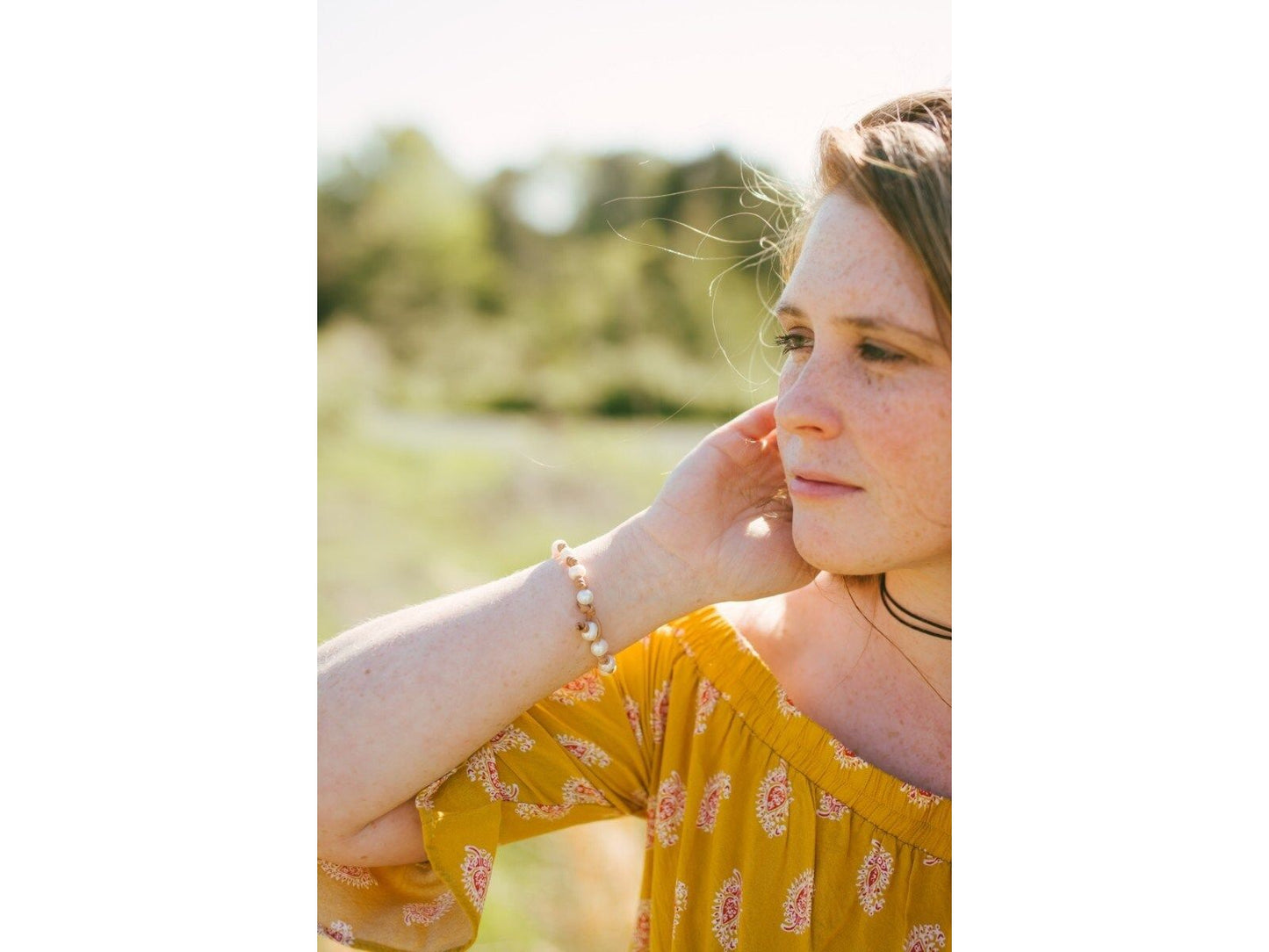 Leather Pearl Bracelet, Coastal Grandmother style collection