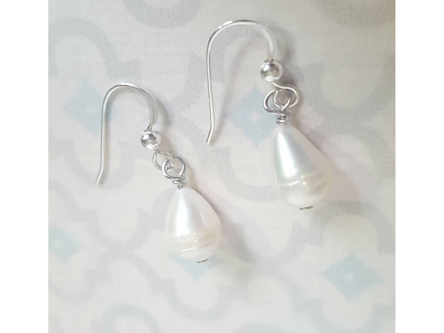 White Pearl tear drop earrings, June birthstone, June Pearl Graduation Gift, Pearl bridal jewelry
