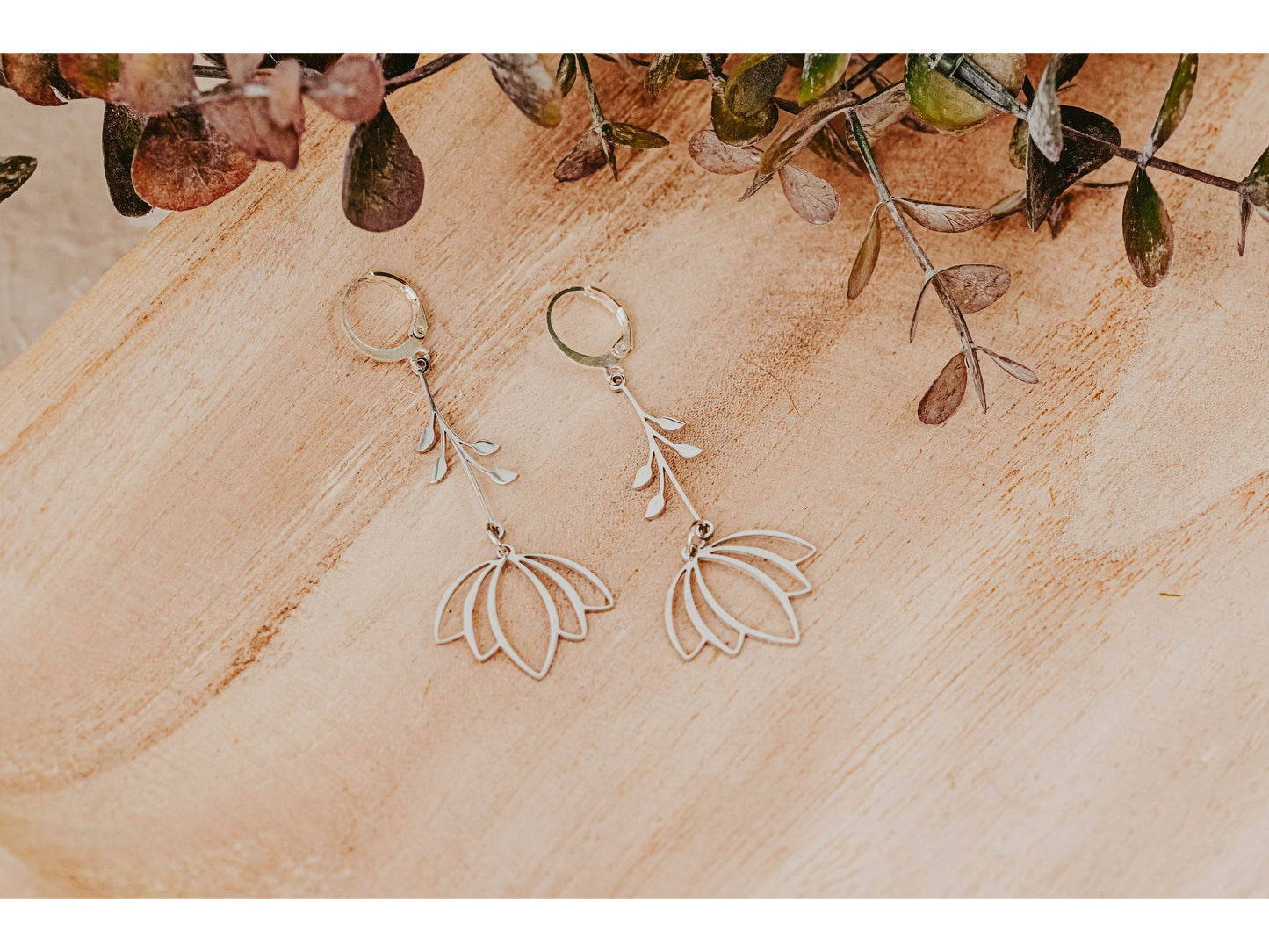 Lotus Blossom Flower long earrings