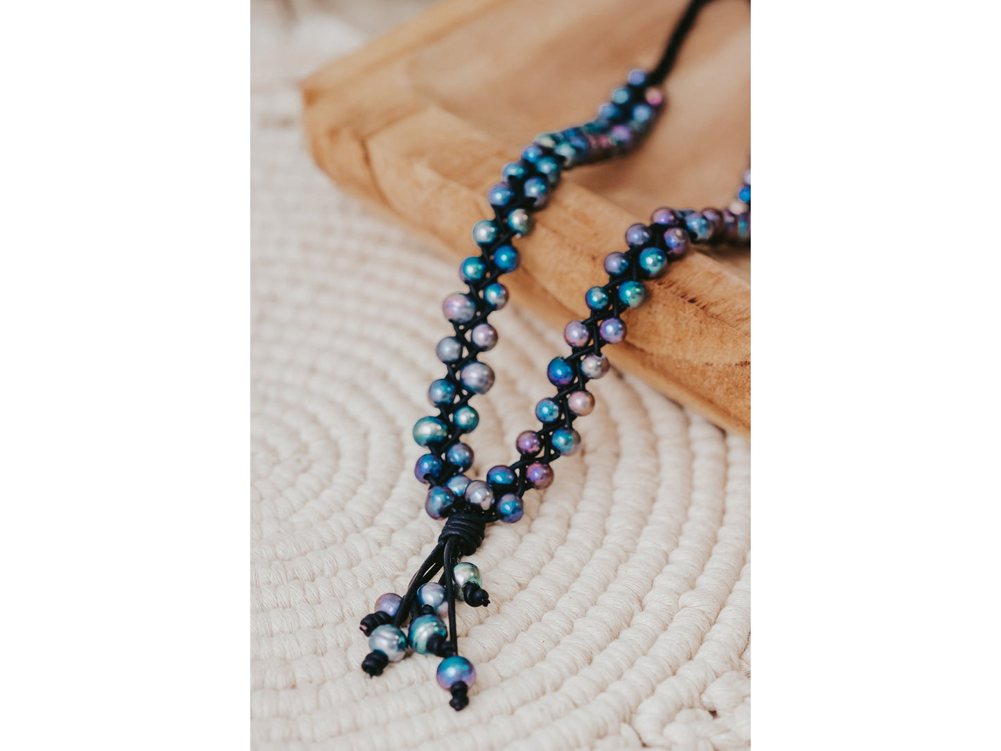 Braided Leather Pearl Necklace