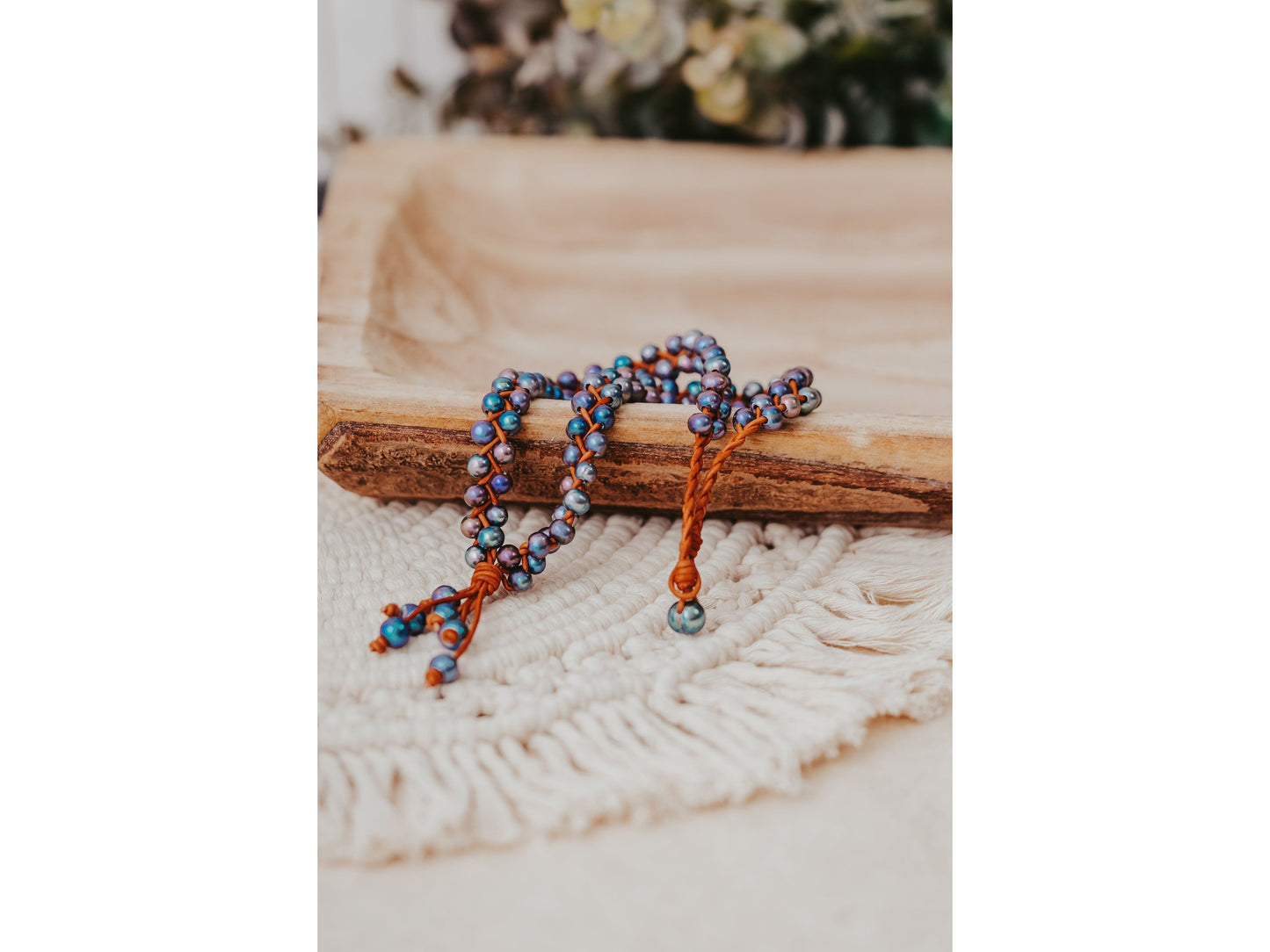 Braided Leather Pearl Necklace