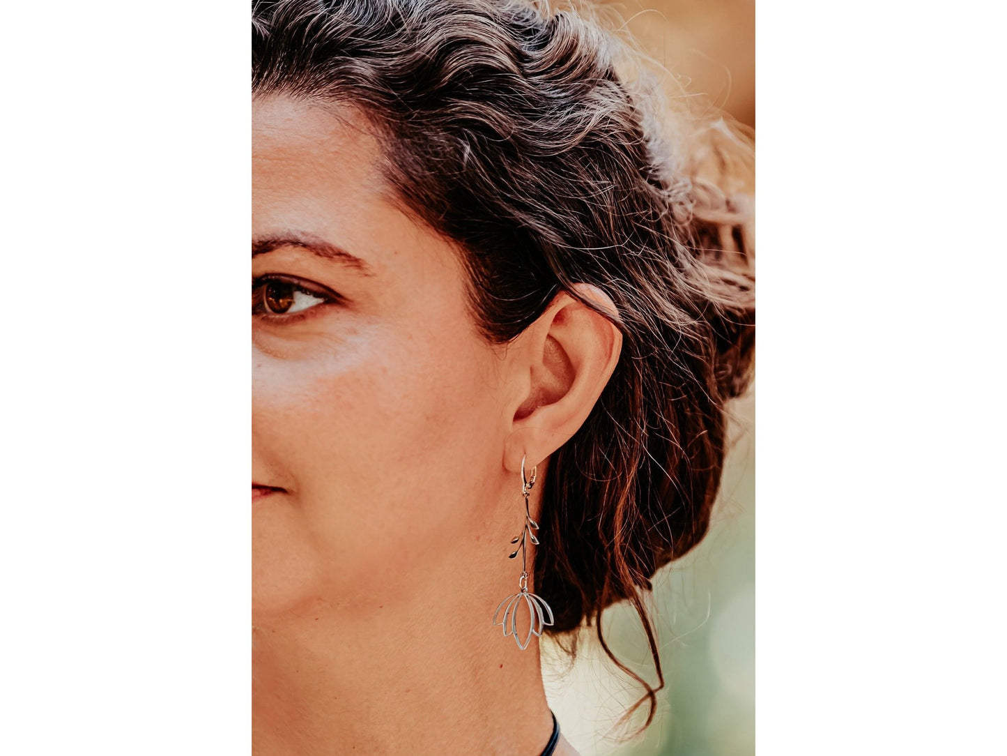 Lotus Blossom Flower long earrings