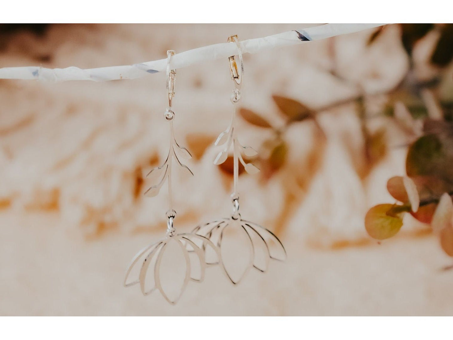 Lotus Blossom Flower long earrings