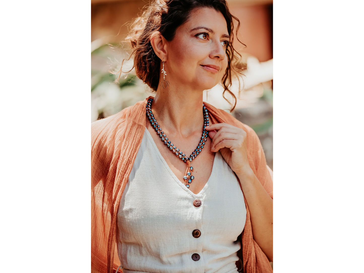 Braided Leather Pearl Necklace