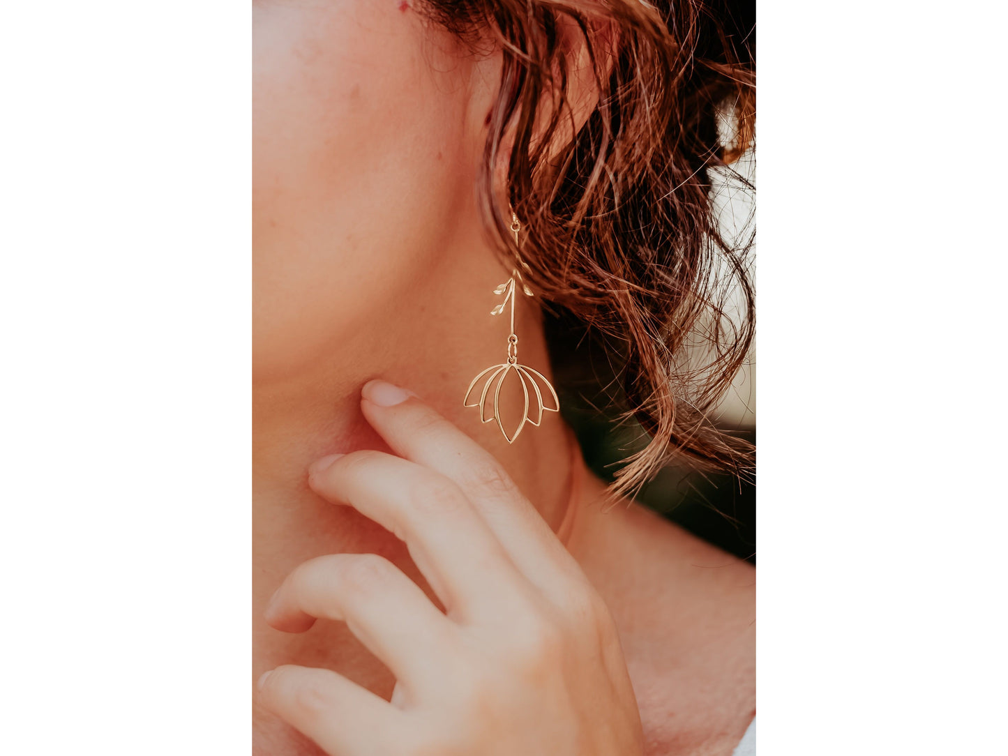 Lotus Blossom Flower long earrings