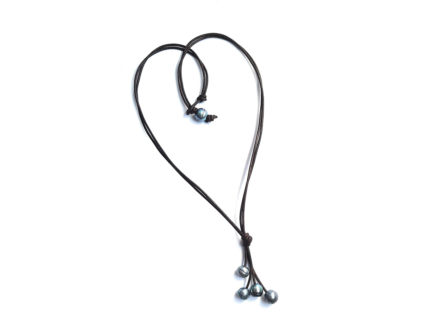 Double Strand Leather and Pearl Necklace