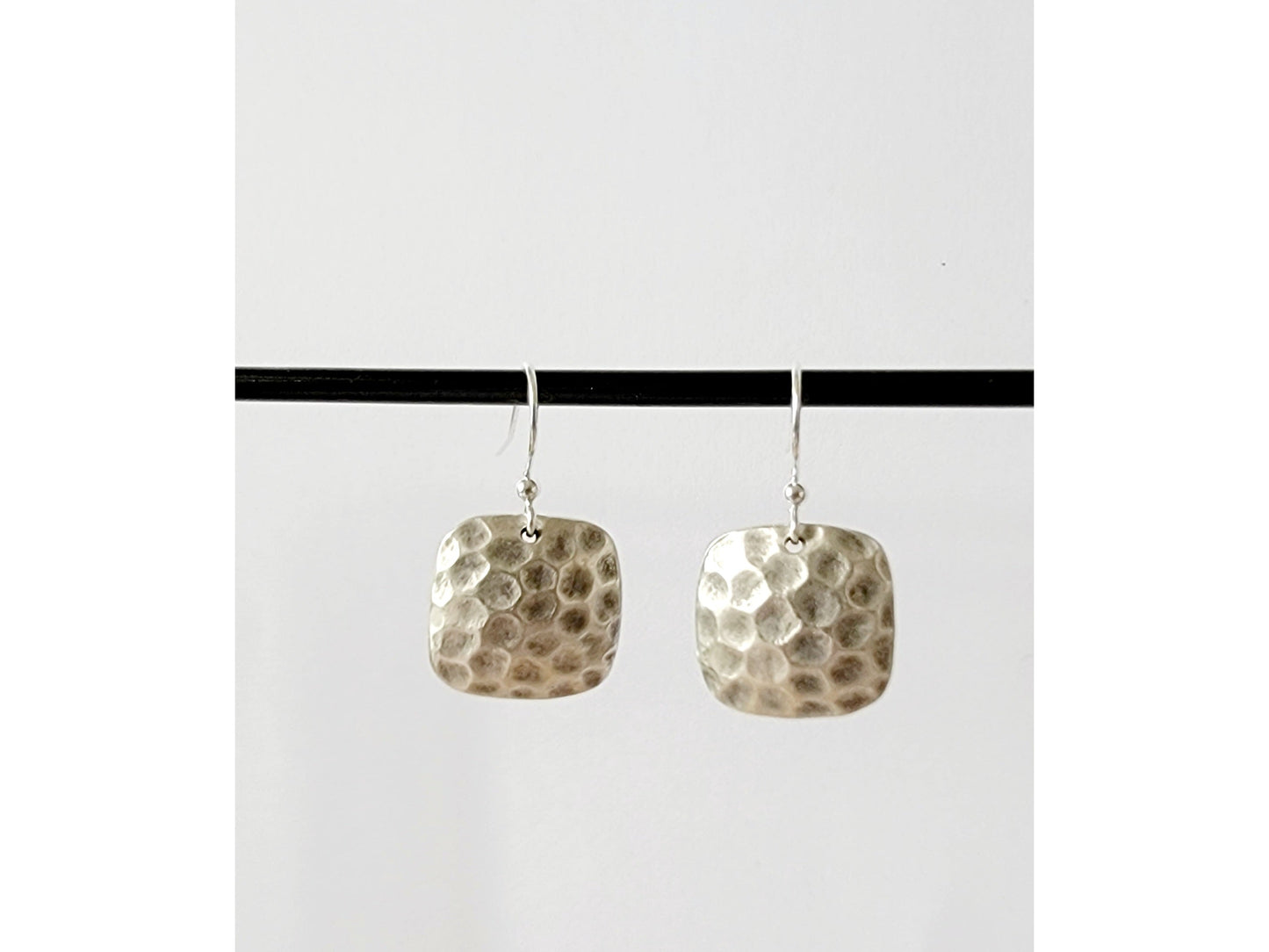 Square Hammered Metal Earrings - The Rustic Boho Chic Jewelry