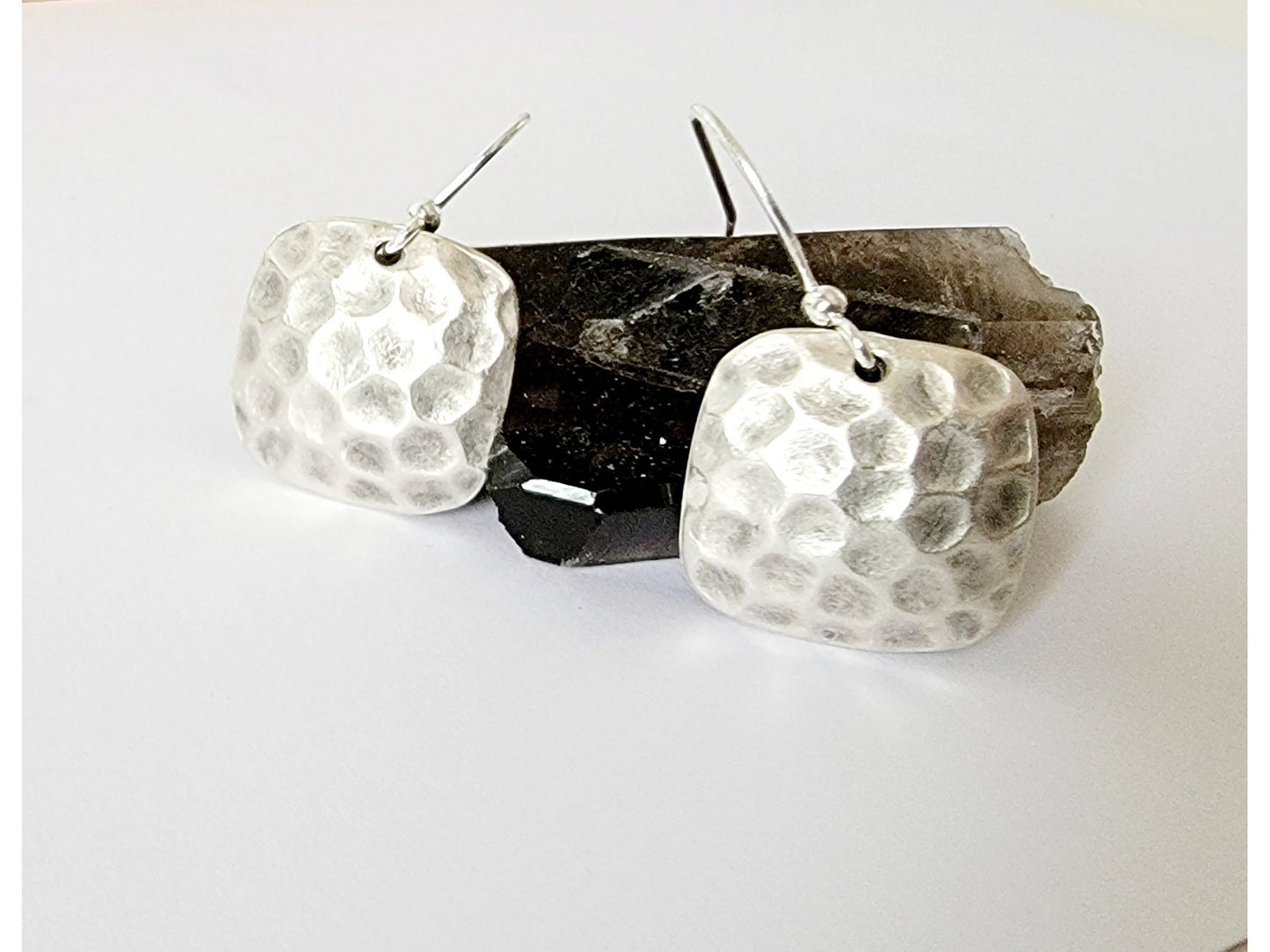 Square Hammered Metal Earrings - The Rustic Boho Chic Jewelry