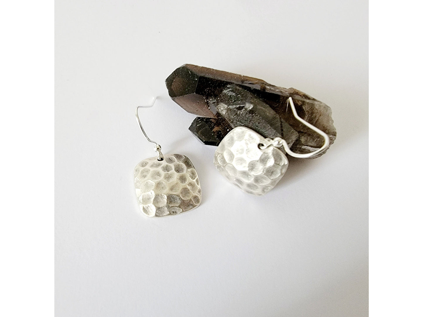 Square Hammered Metal Earrings - The Rustic Boho Chic Jewelry