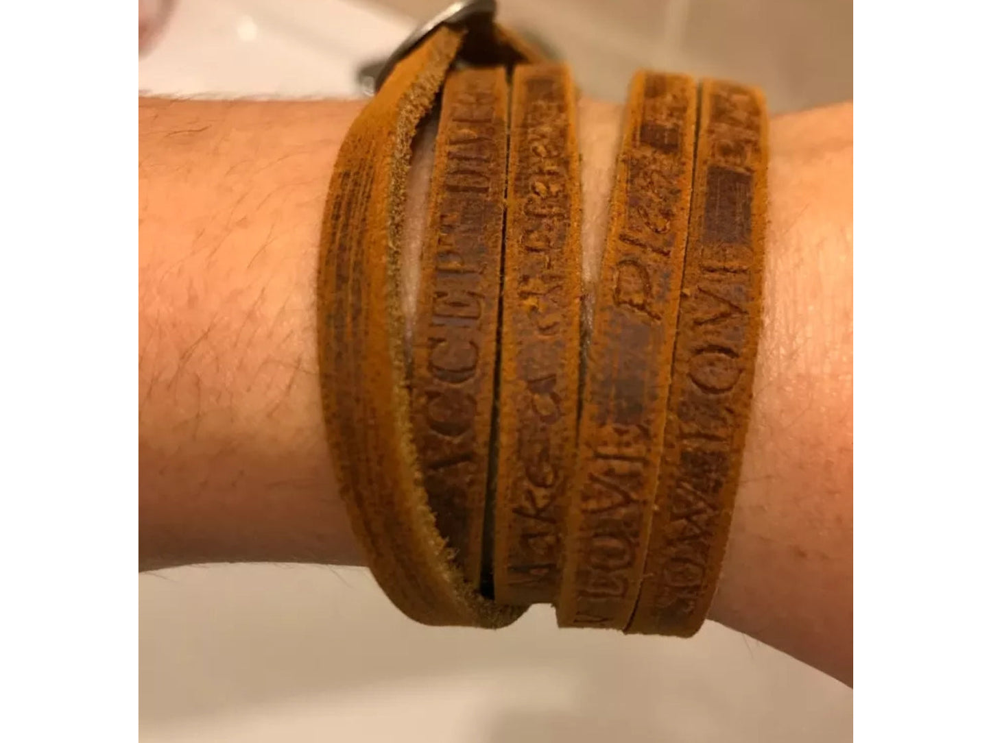 Positive Words Leather Wrap Bracelet, Unisex Couples Bracelet - The Rustic Boho Chic Jewelry