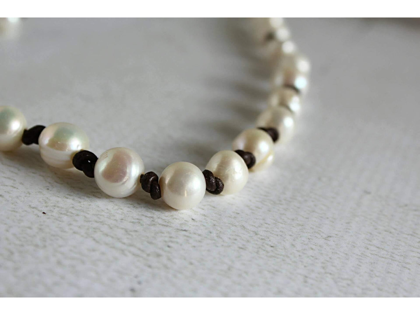 Pearl leather necklace / 3rd third Anniversary leather - June Pearl Graduation Gift,