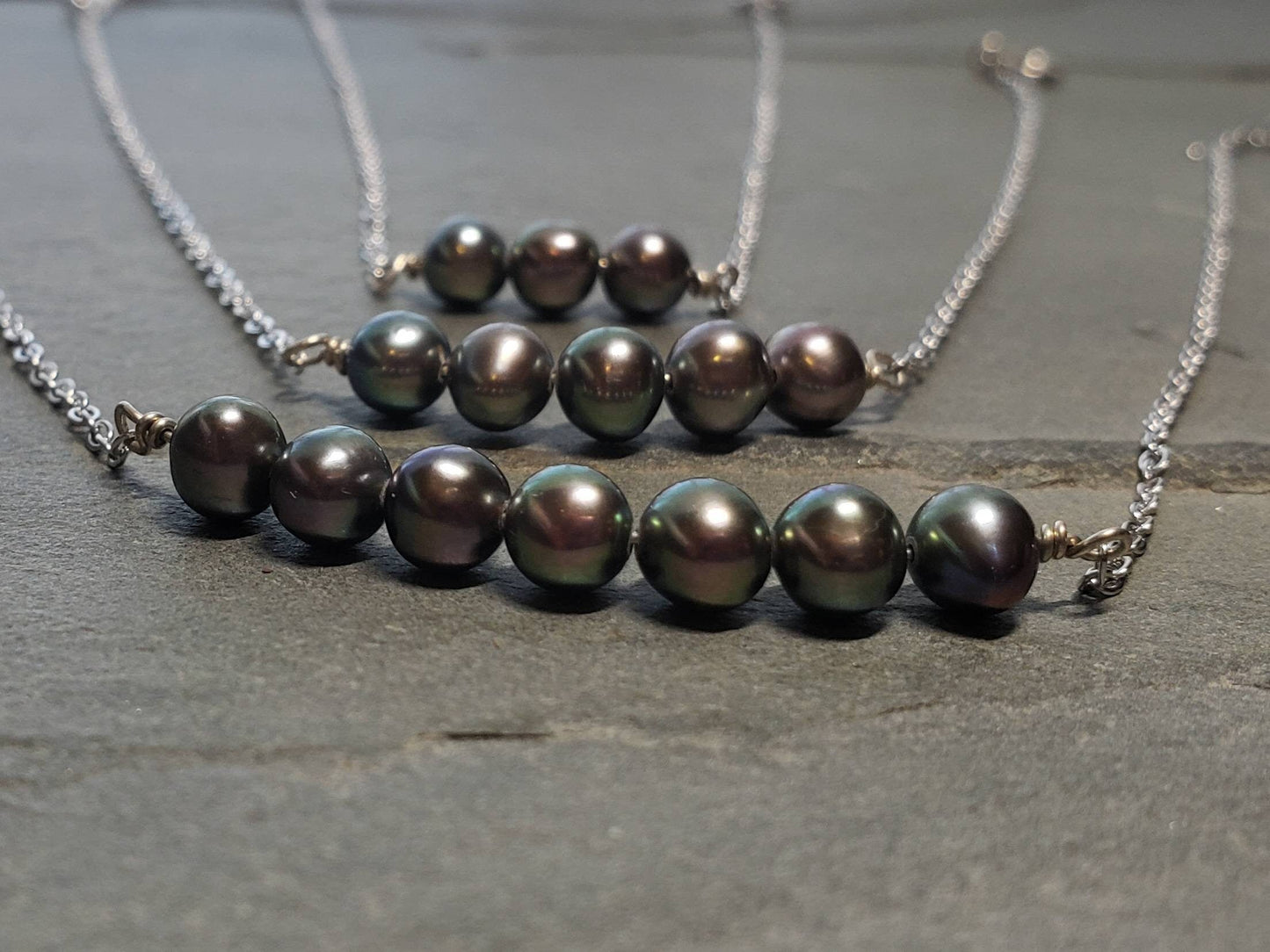 Black pearl dainty anklet, minimalist ankle bracelet,