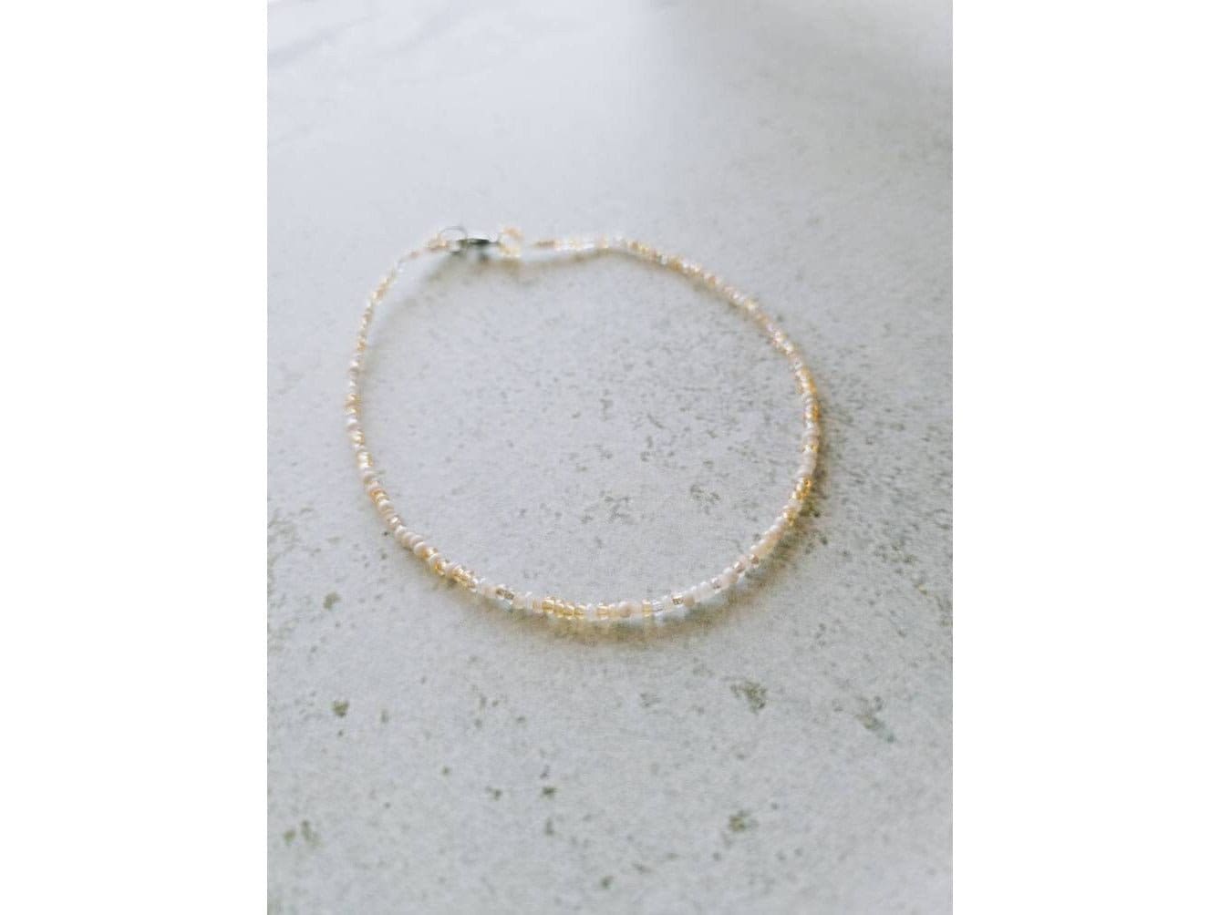 Light Gold Beaded Anklet, Summer Beach ankle bracelet