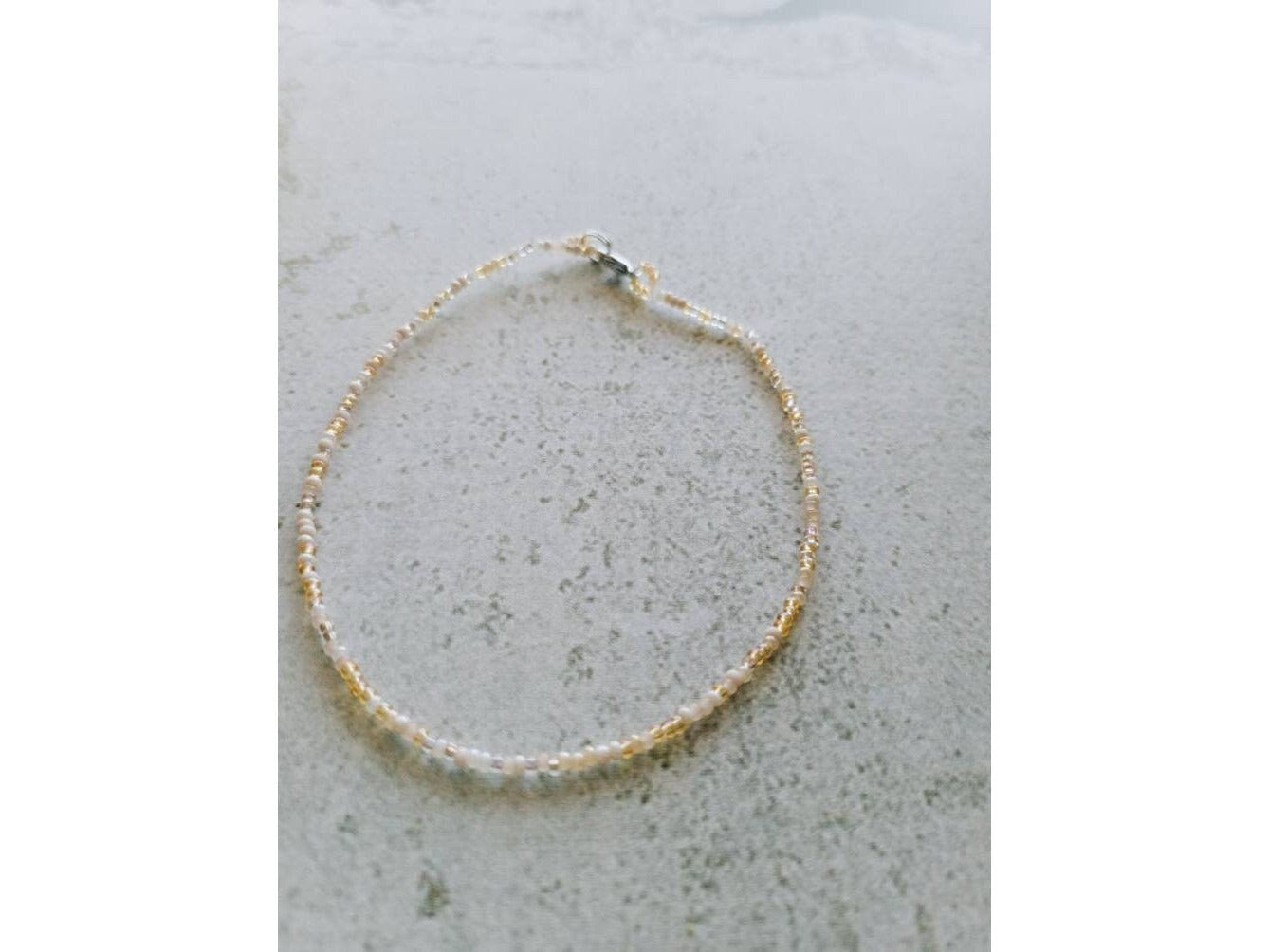 Light Gold Beaded Anklet, Summer Beach ankle bracelet