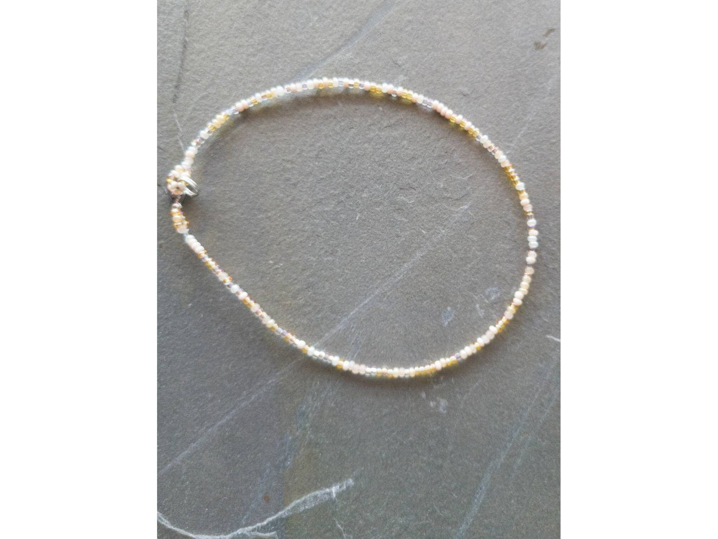 Light Gold Beaded Anklet, Summer Beach ankle bracelet