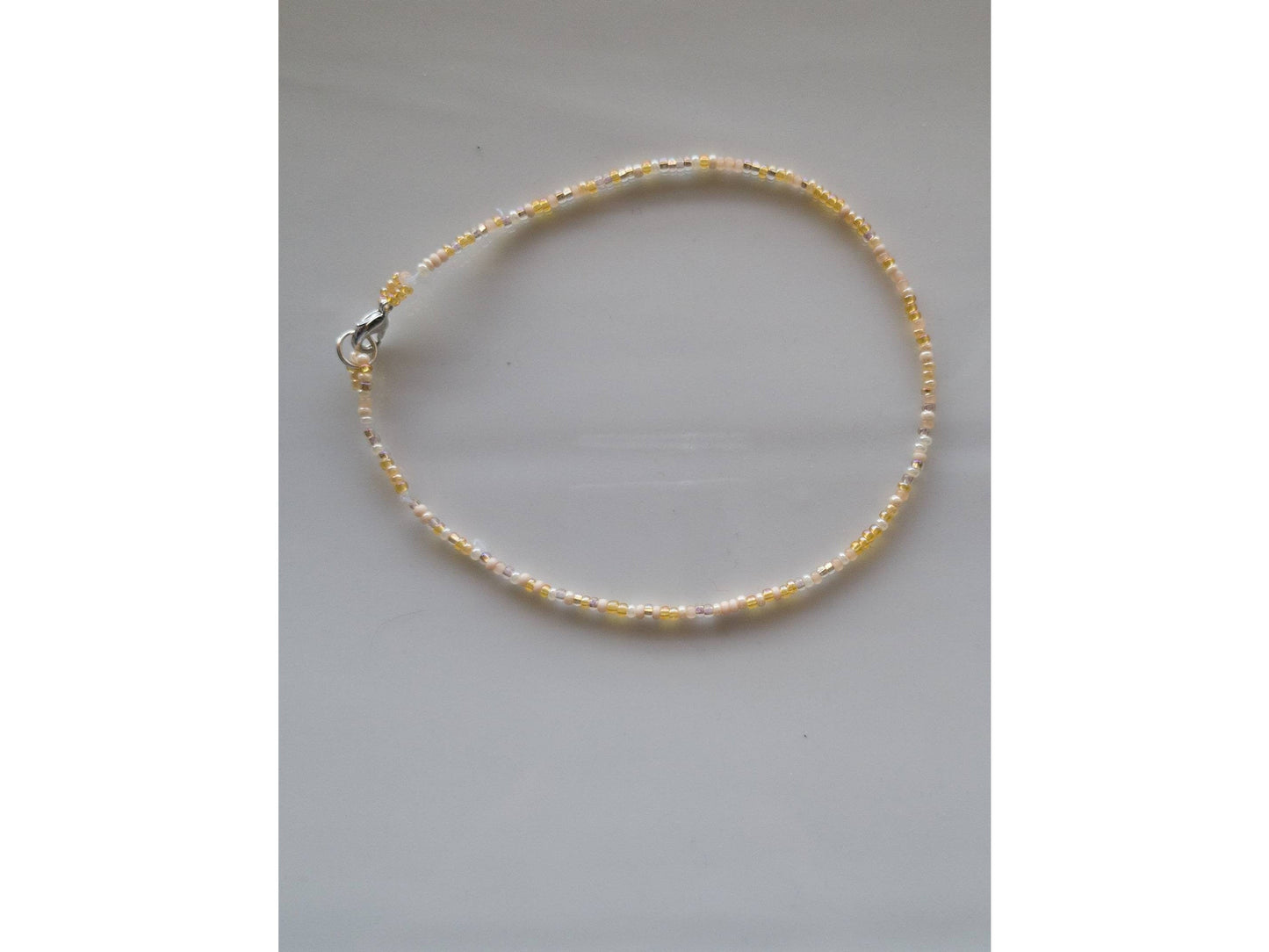 Light Gold Beaded Anklet, Summer Beach ankle bracelet