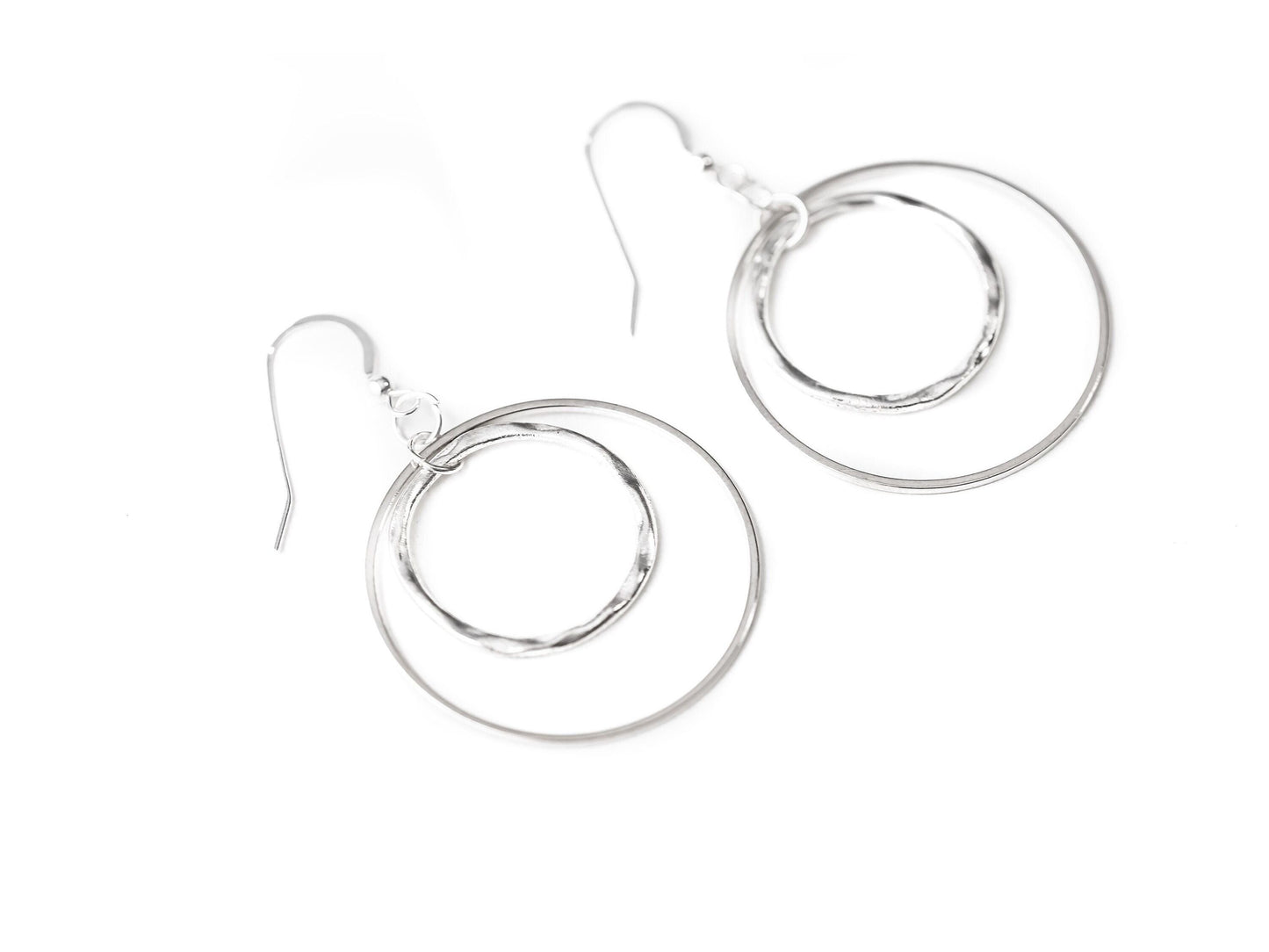 Double Hoop Silver Earrings, Light and Airy earring,