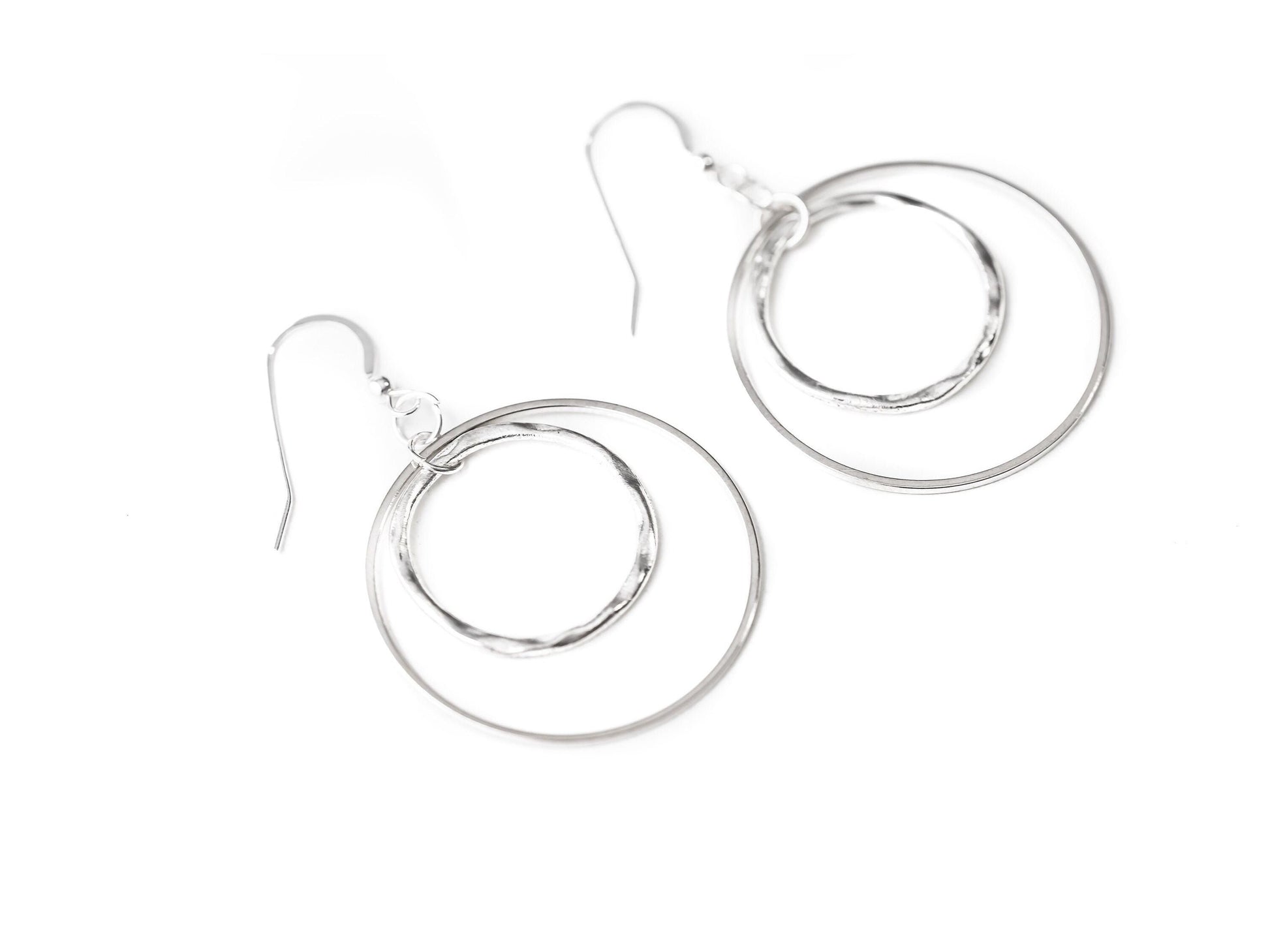 Double Hoop Silver Earrings, Light and Airy earring,