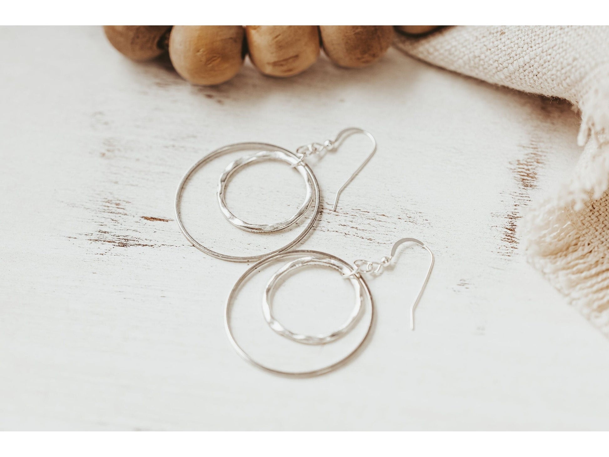 Double Hoop Silver Earrings, Light and Airy earring,