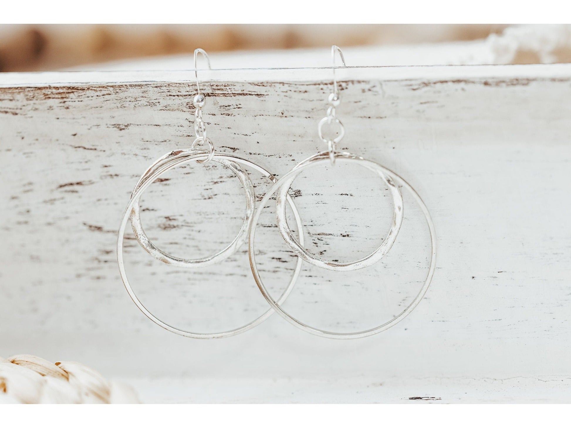 Double Hoop Silver Earrings, Light and Airy earring,