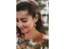 Load image into Gallery viewer, White coin pearl earrings, Bridal earrings
