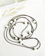 Load image into Gallery viewer, Long Leather Pearl wrap necklace, 3rd anniversary gift for women
