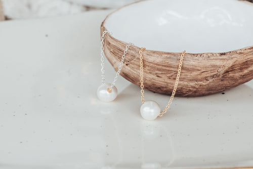 Single Pearl Necklace, Simple Mother's day gift for mom