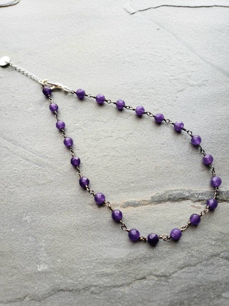 Gemstone Station Anklet, Stacking Ankle Bracelet,