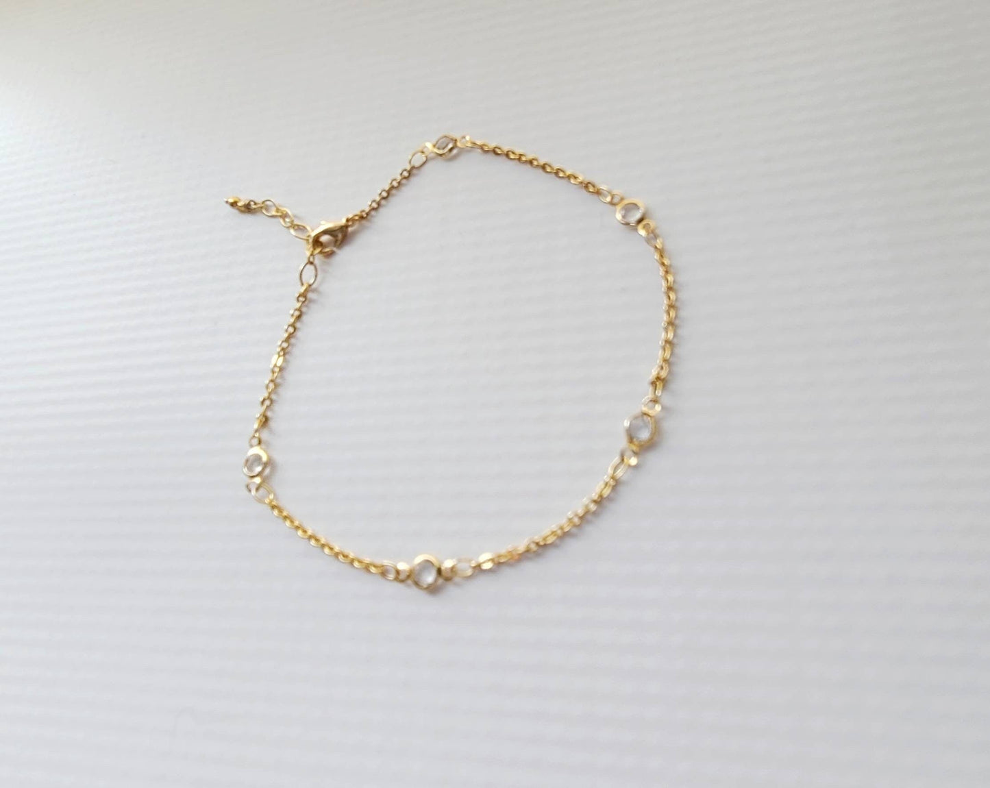 Crystal stations Gold adjustable Anklet, 9 inches with 2 inches extender